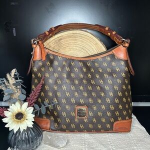Dooney & Bourke Gretta Brown and Black Hobo Shoulder Bag Purse